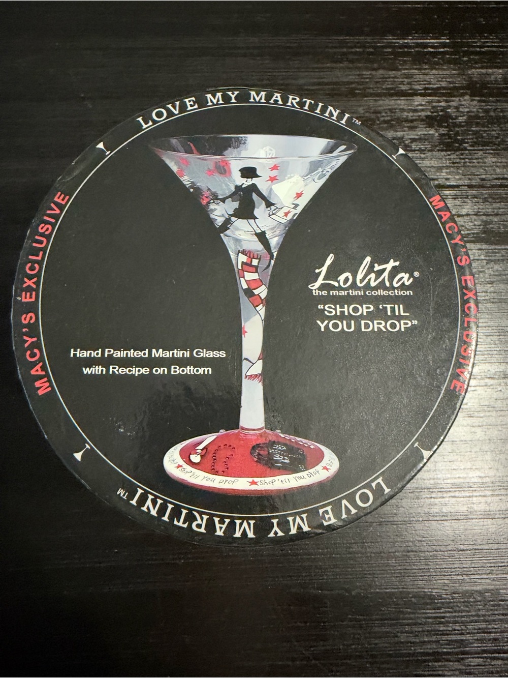 Lolita Hand-Painted Red Accent Martini Glass - Decorative Home Dining Glassware